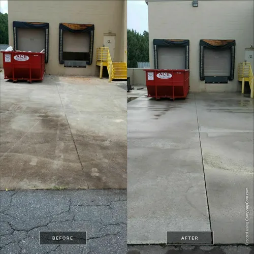 Driveway before and after pressure washing
